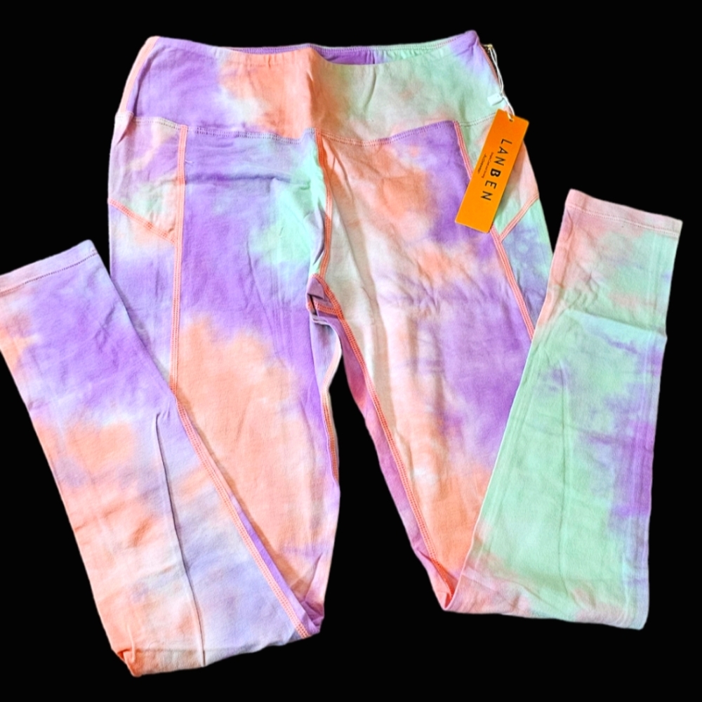 Ladies high-waisted tye dye leggings